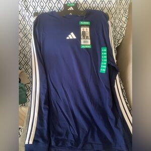 NWT 2 pack Adidas Youth Navy long sleeves & Gray White Logo tee